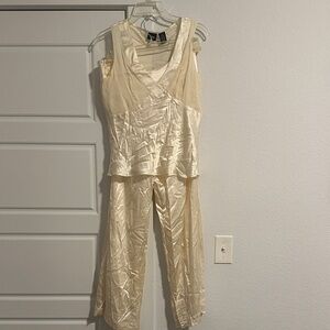 Massimo Cream top and Ralph Lauren pant set 100% silk